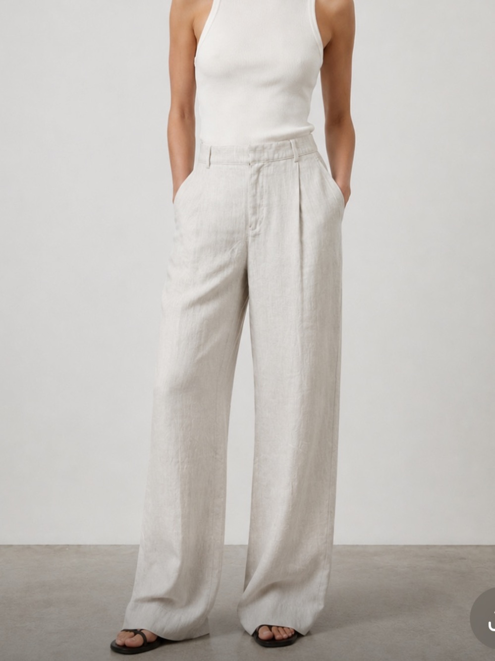 Everlane Relaxed Wide leg tencel / cotton trousers in heathered oat
